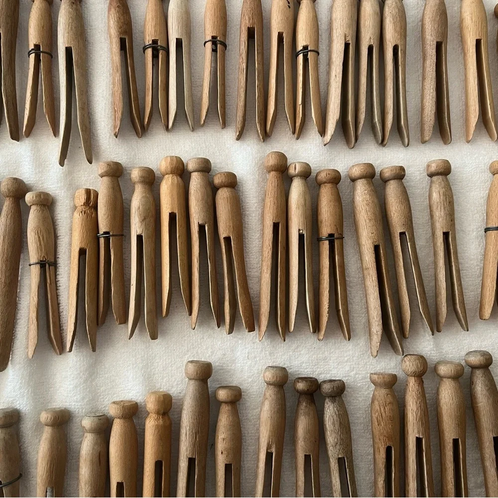 (50) Vintage Wooden Clothespins Set #2 - Picture 3 of 6